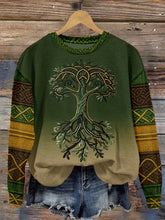 Sweat à capuche en tricot confortable à coutures épaisses celtiques Vintage Tree of Life pour femmes